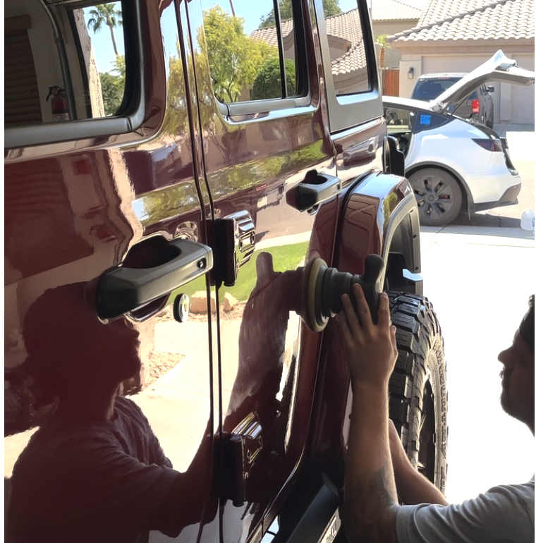 Paint correction process on luxury vehicle